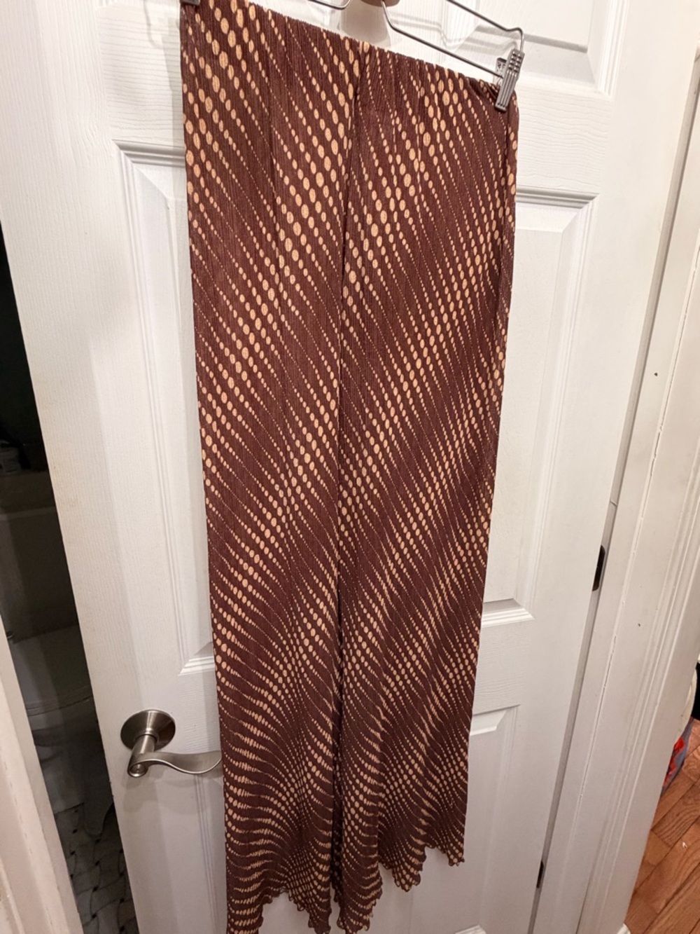 Urban Outfitters Brown and Cream Patterned see through wide-leg pants